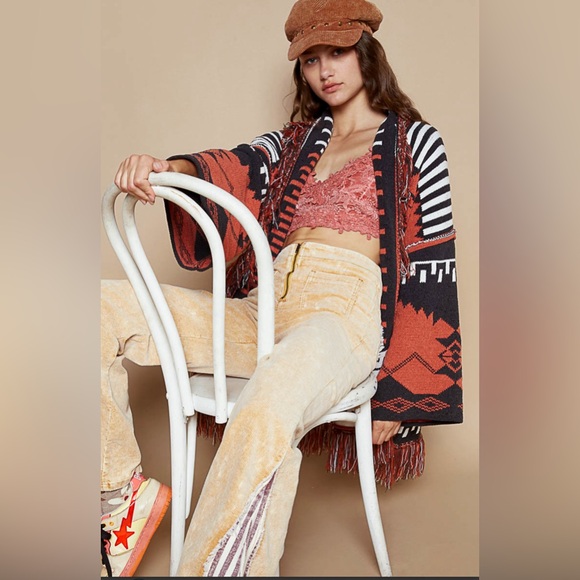#078 👻 Last 2! POL D9 Aztec tribal pattern sweater cardigan - Picture 3 of 5